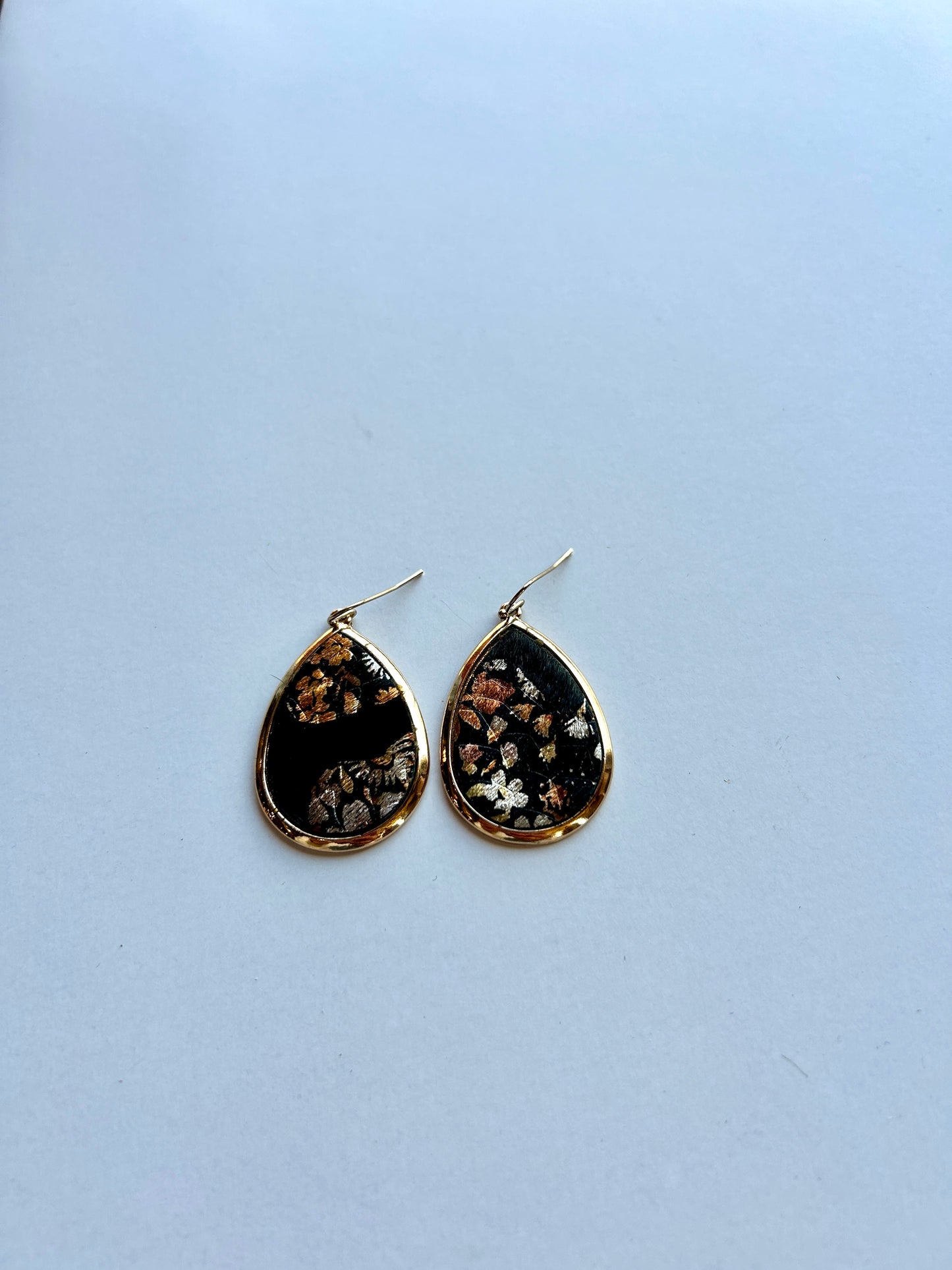 Orange and Yellow Floral Teardrop Earrings