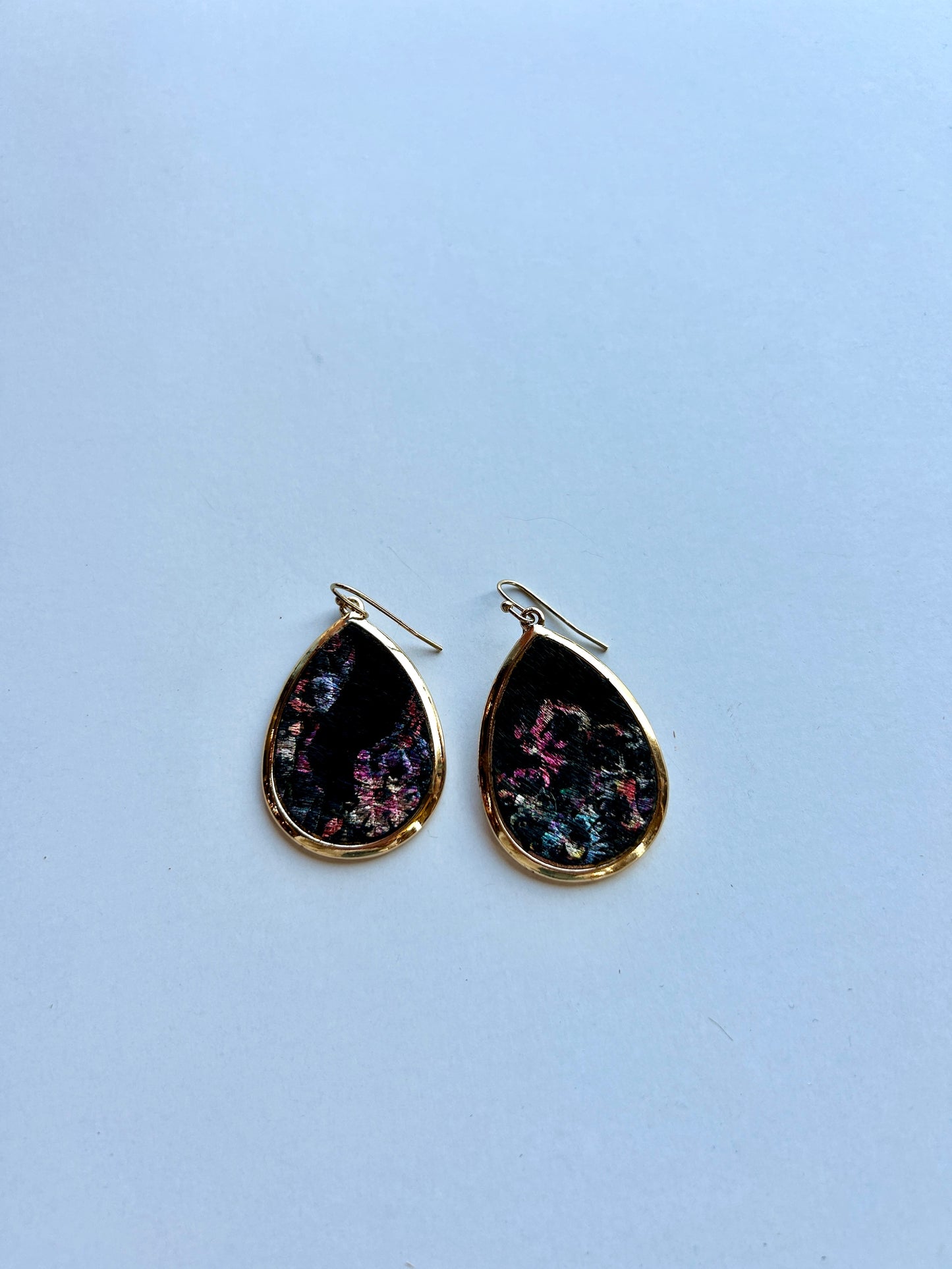 Pink and Purple Floral Teardrop Earrings