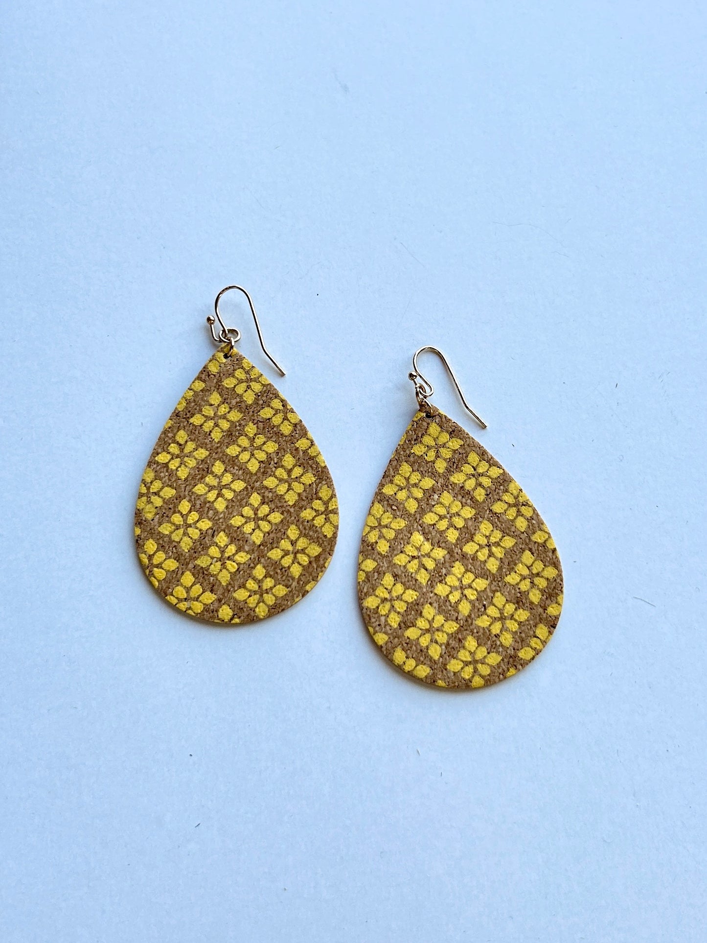 Yellow Floral Teardrop Earrings
