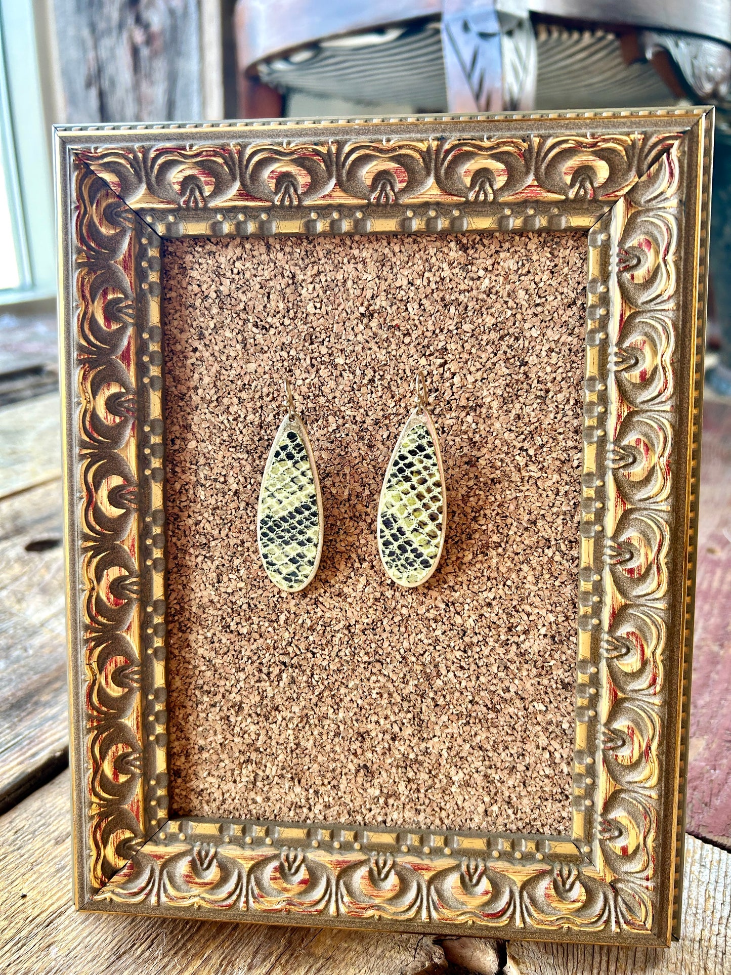 Green Snakeskin Earrings
