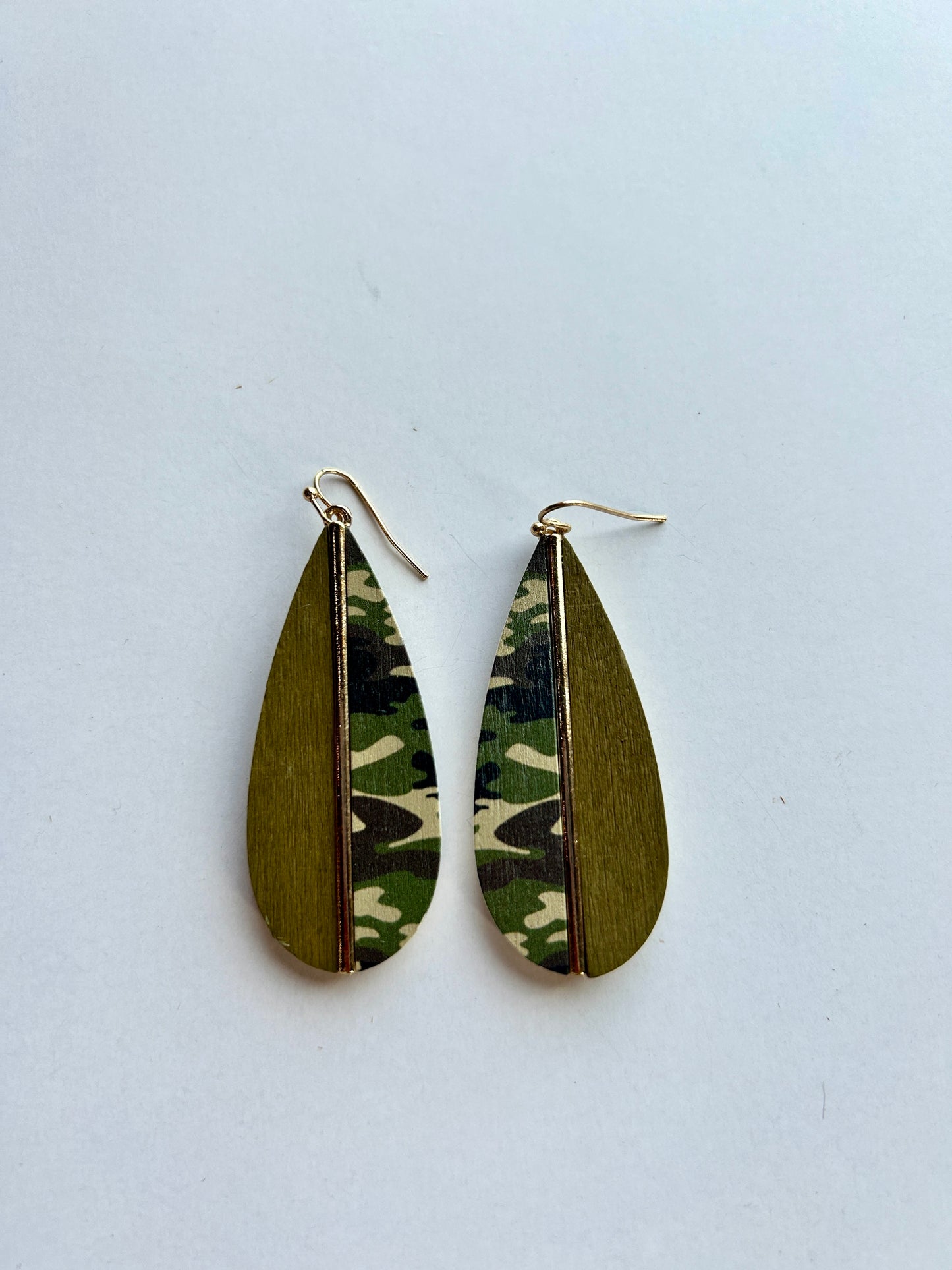 Camo Green Leaf Earrings