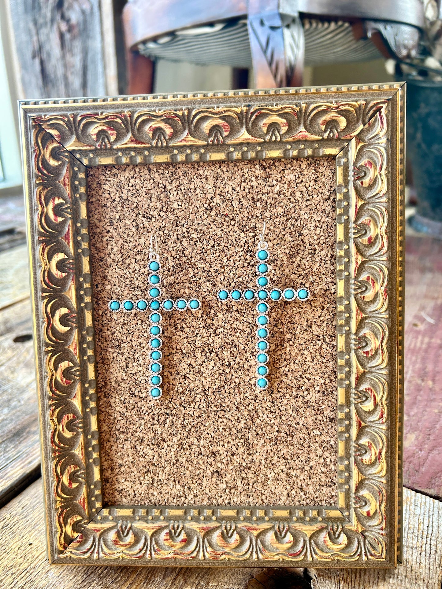 Turquoise Cross Earrings