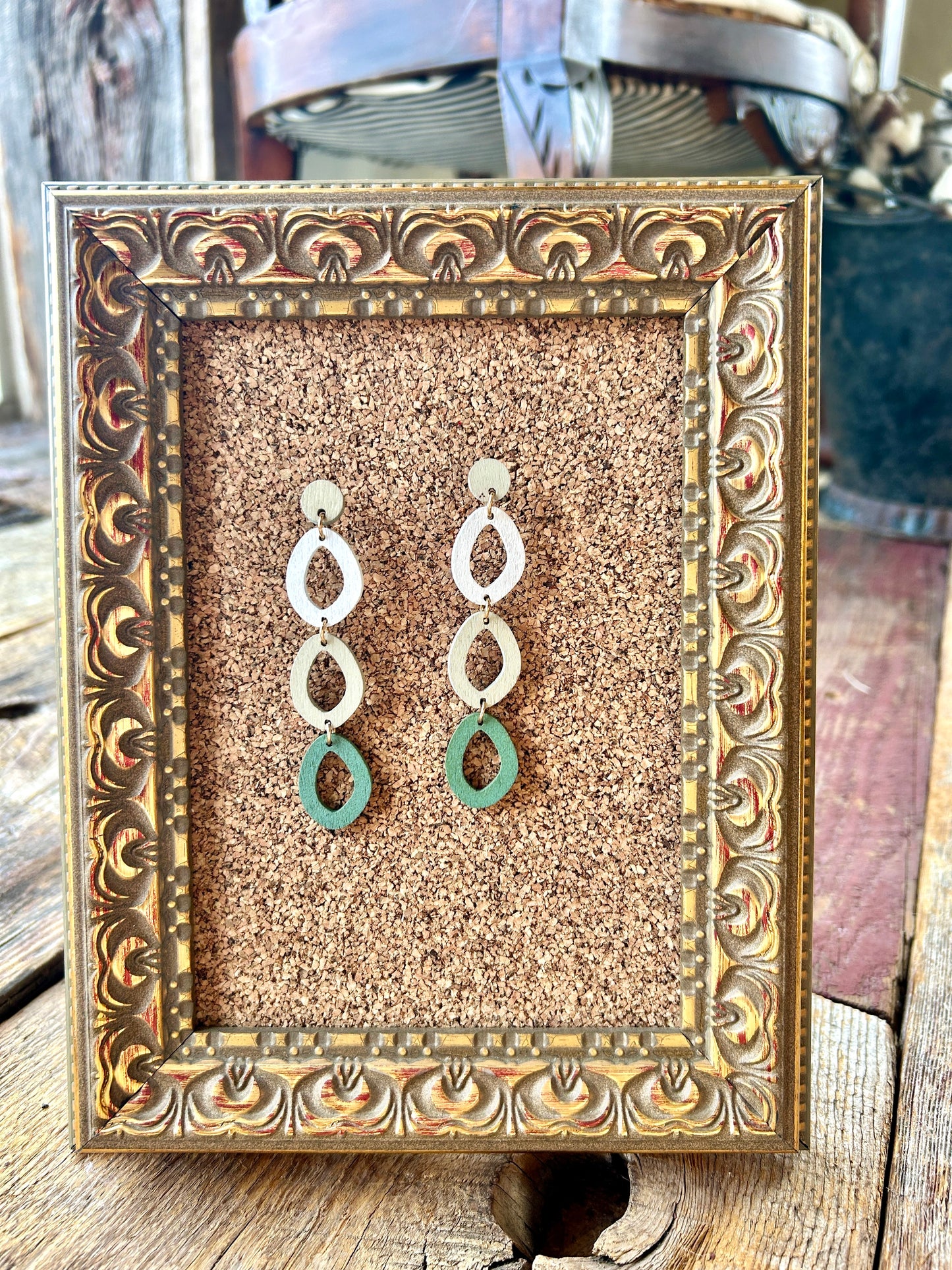 Falling Petals Green Earrings