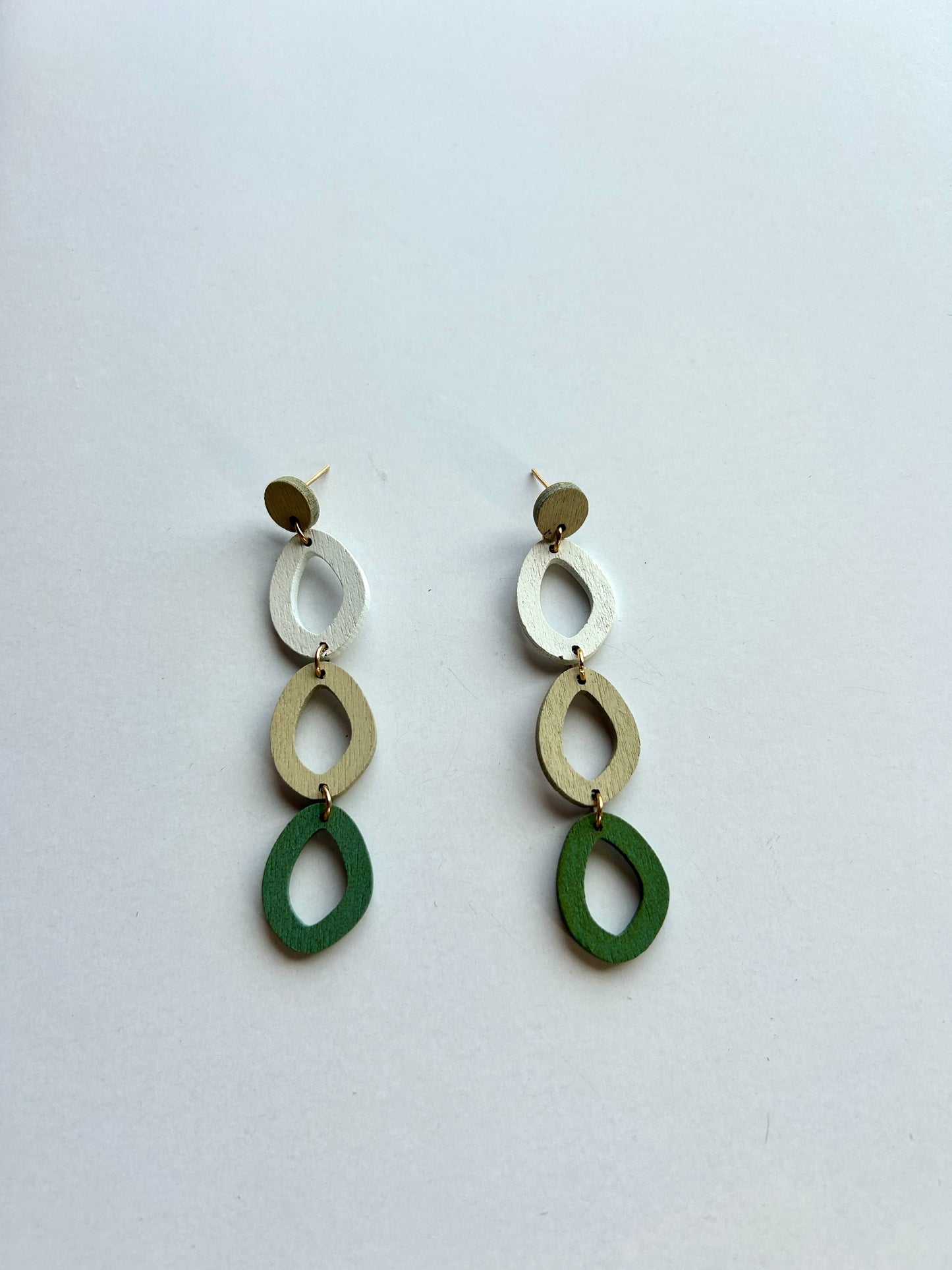 Falling Petals Green Earrings
