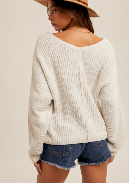 White Sweater with Silver Fleck