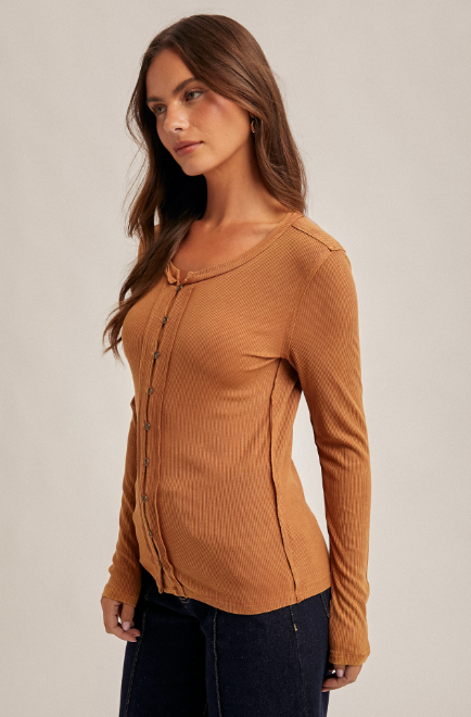 Brushed Rust Button Longsleeve