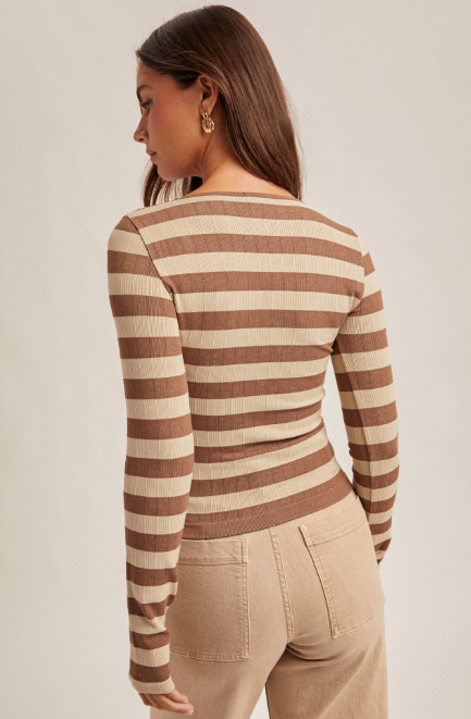 Taupe and Cream Stripe Top