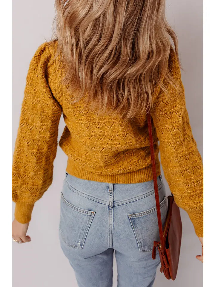 Mustard Balloon Sleeve Sweater