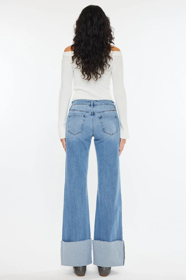 Mid Rise Medium Wash Big Cuff