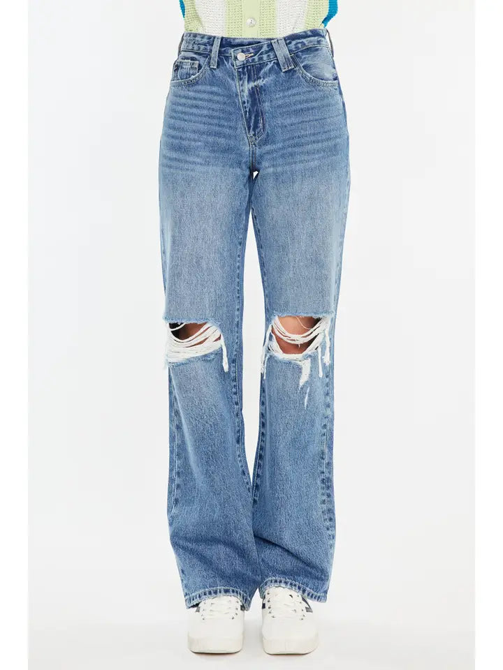 High Rise 90’S Criss Cross Straight Jeans