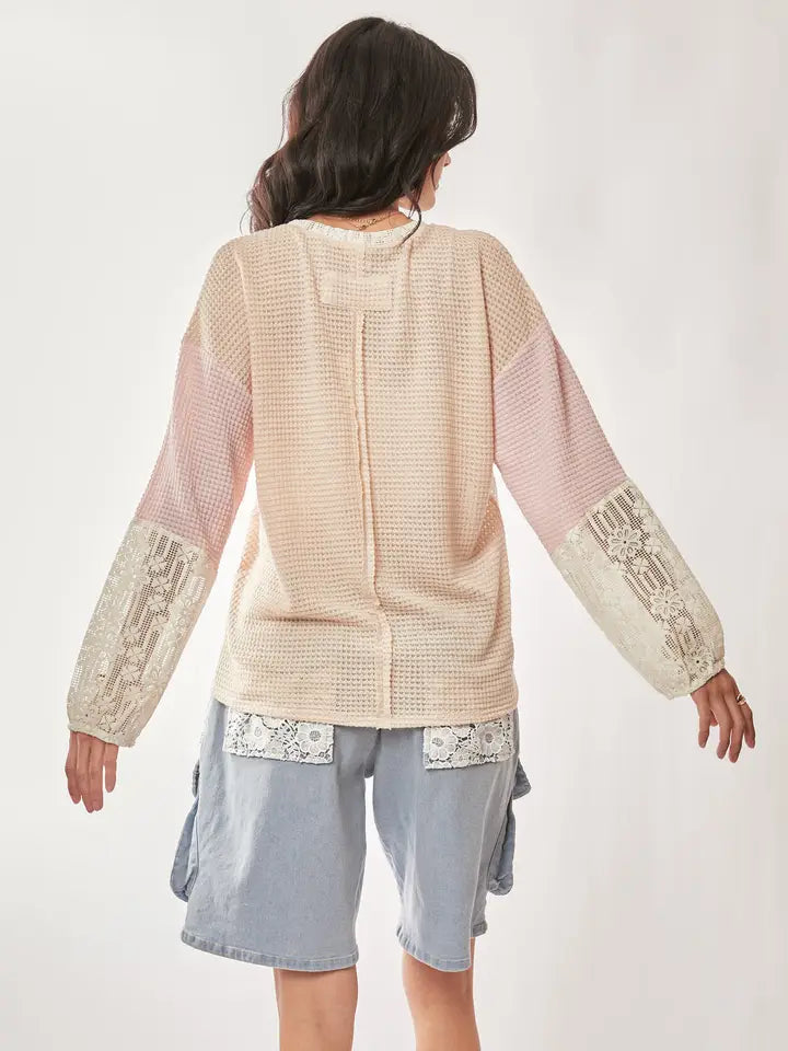 Beige Floral Patch Top