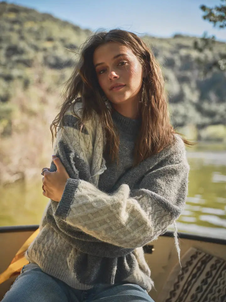 Cozy Charcoal Distressed Sweater