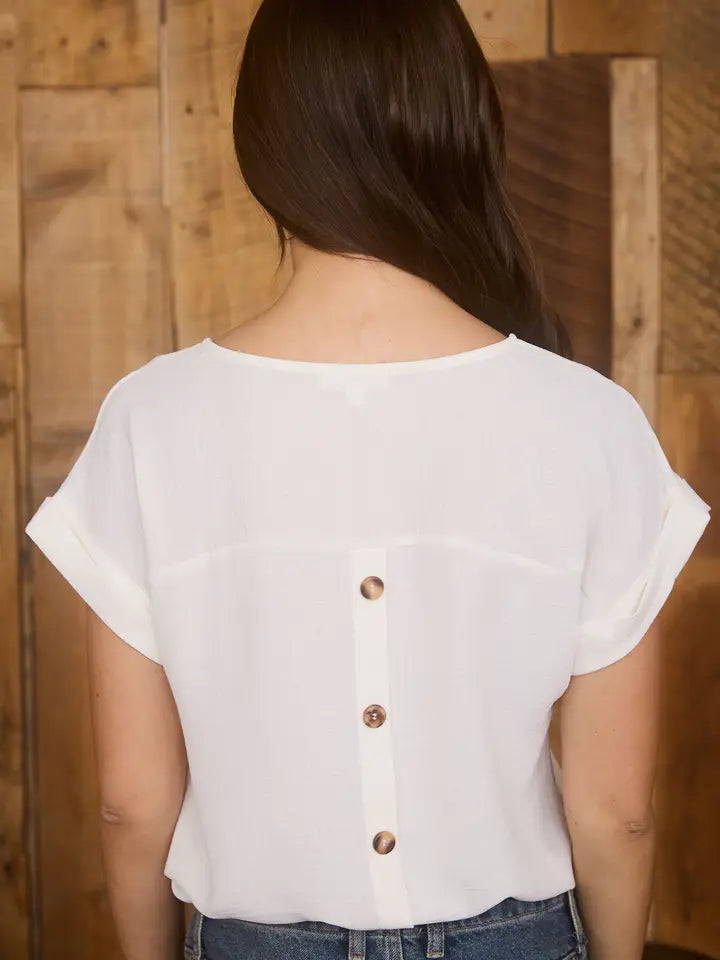 Cream Back Button Top