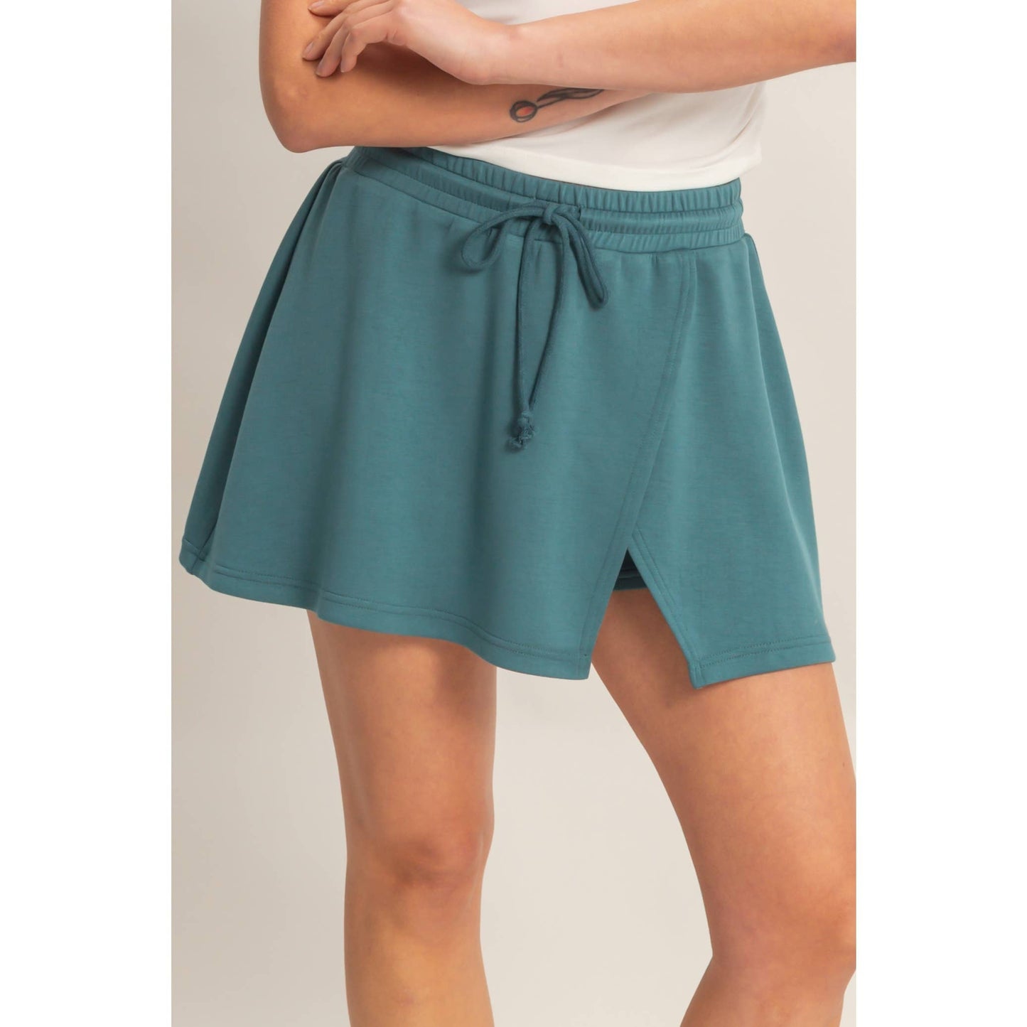 Teal Wrap Front Skort