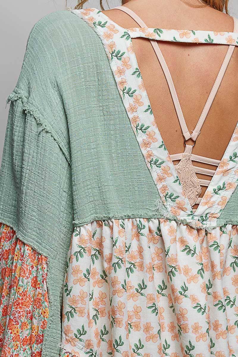 Sage Blossom V-Back Cardigan