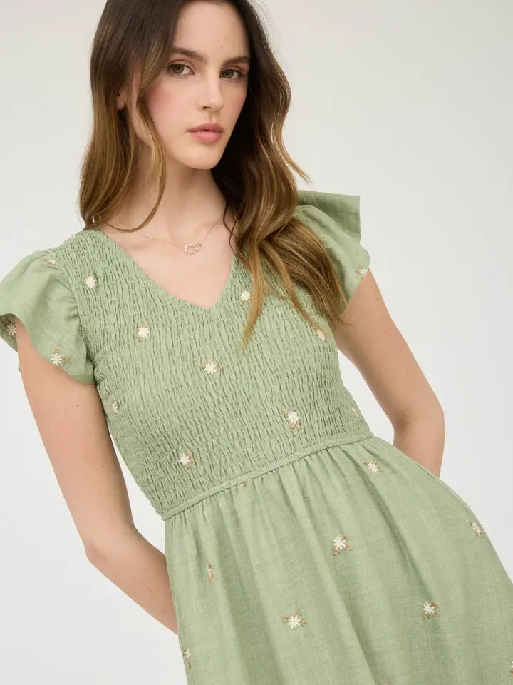 Light Green Little Floral Dress