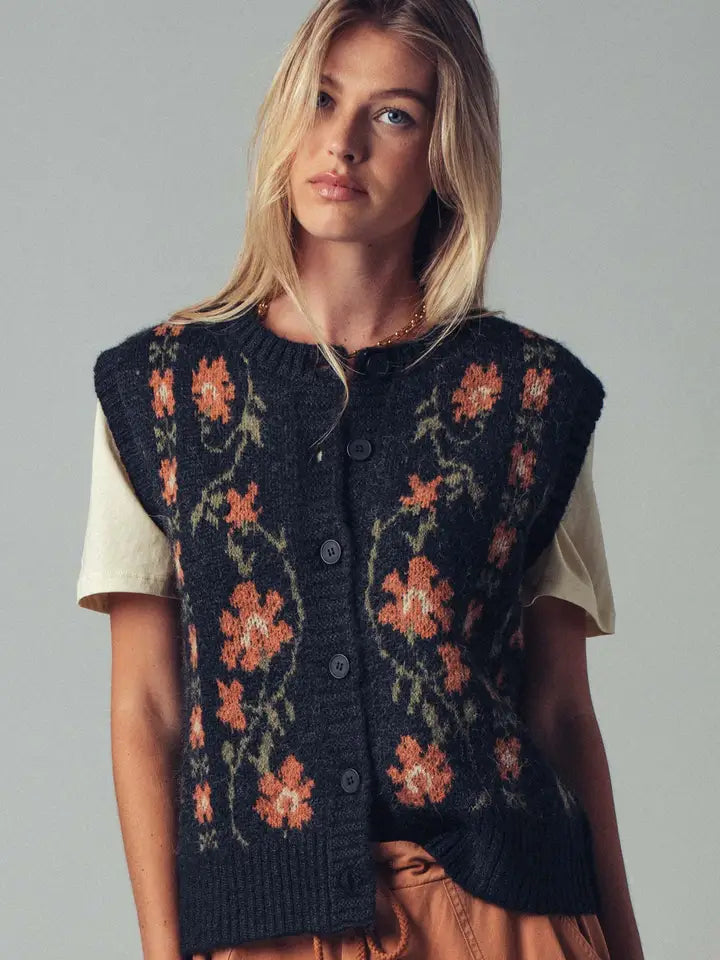 Floral Knit Vest