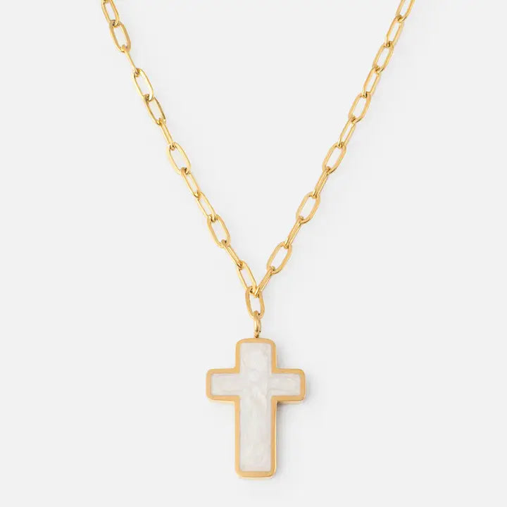 White Enamel Cross Necklace