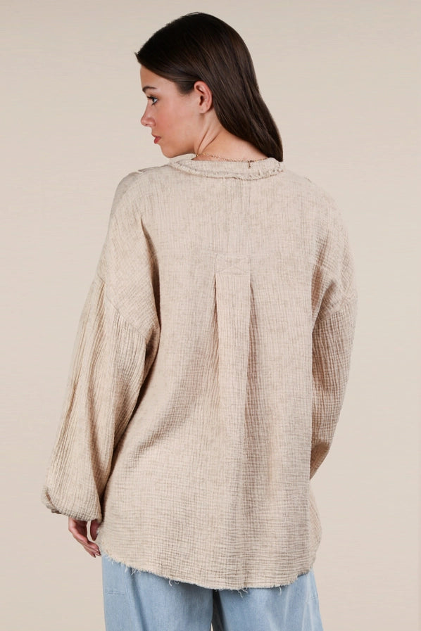 Natural Washed Cotton Gauze Top