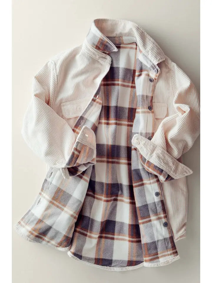 Cream Corduroy Flannel Jacket