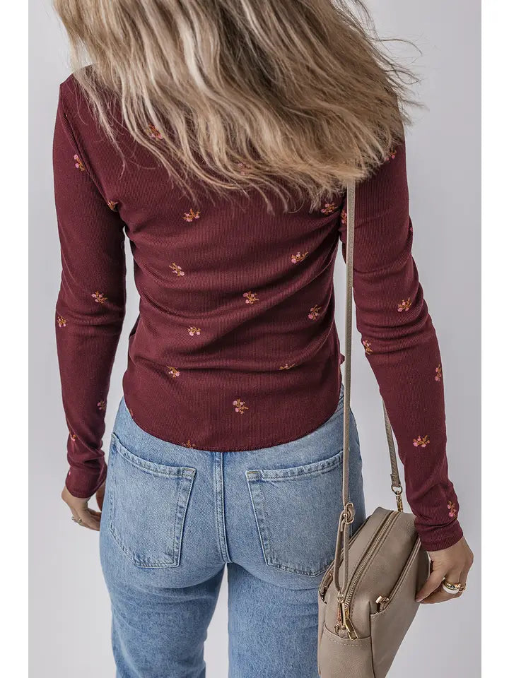 Burgundy Floral Longsleeve