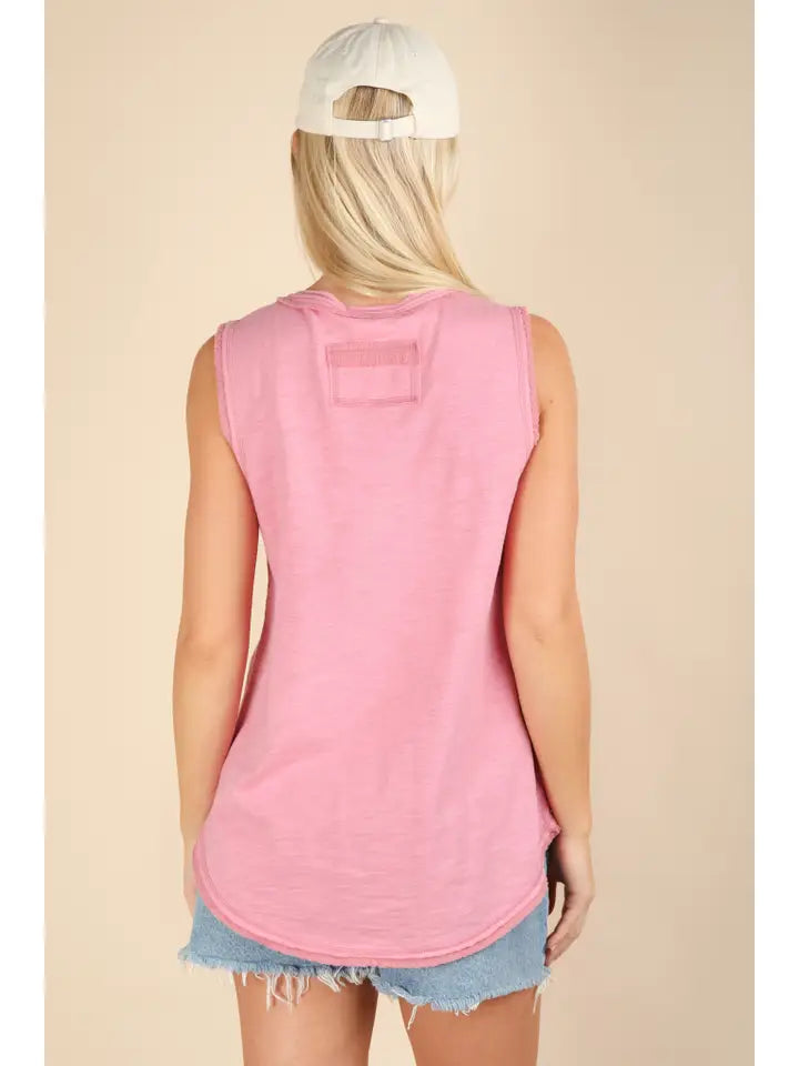 Pink Button Tank