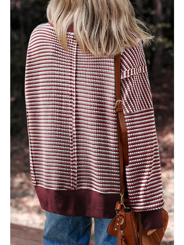 Red and White Ribbed Longsleeve