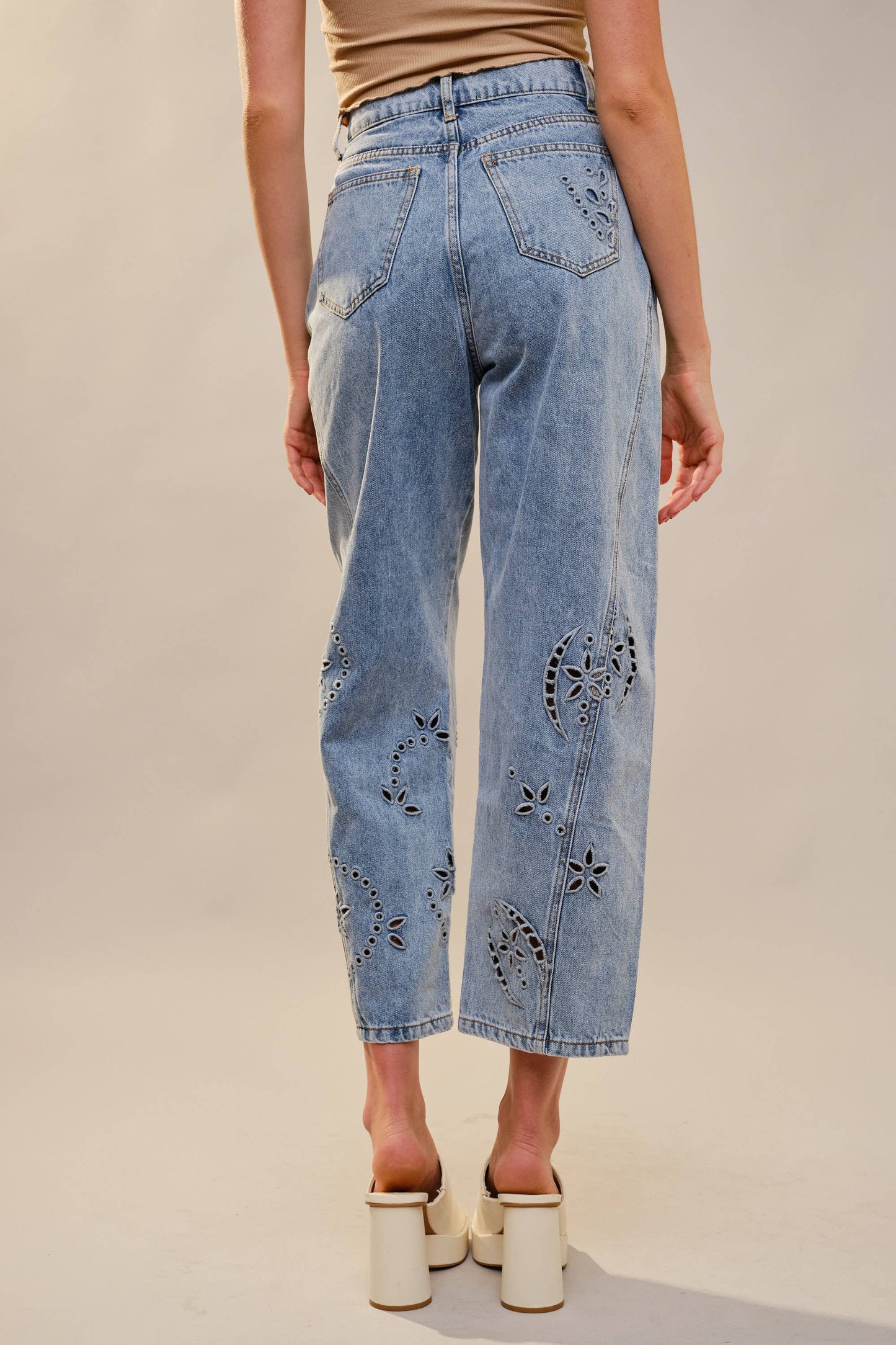 Denim Barrel Pants with Details