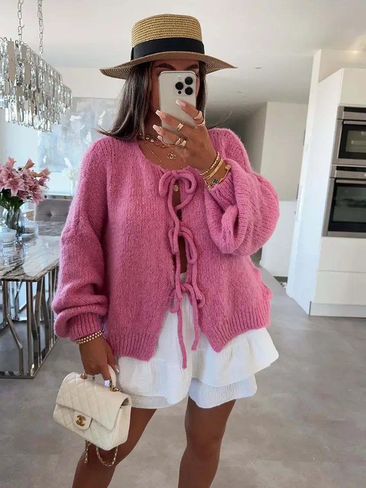 Lindsay's Tie Cardigan - Mauve