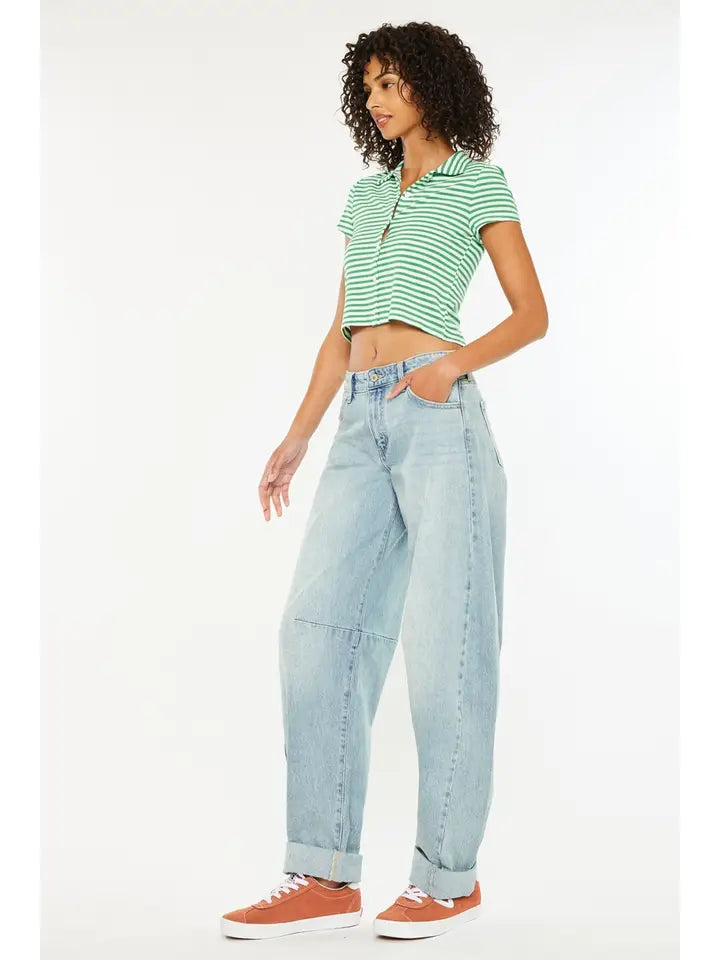 Cuff Barrel Light Wash Jean
