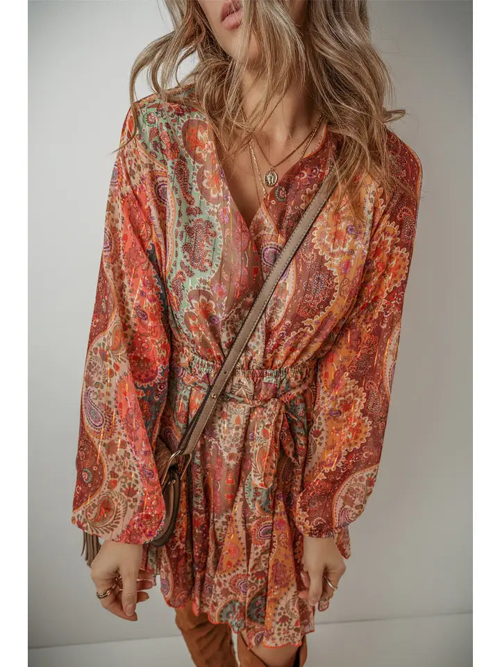 Paisley Print Mini Dress