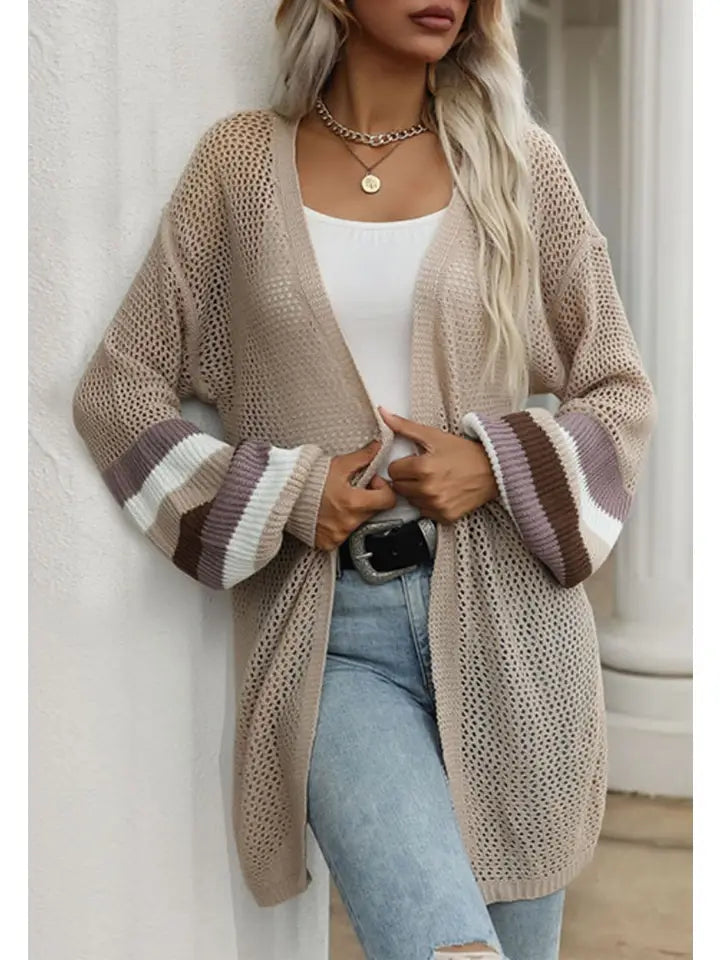 Latte Stripe Sleeve Cardigan