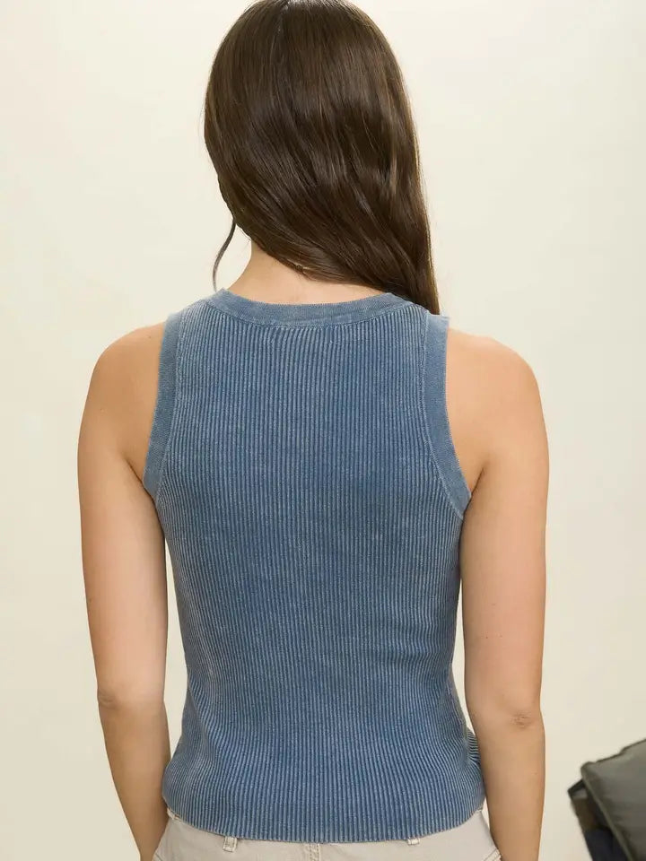 Navy Ribbed Tank