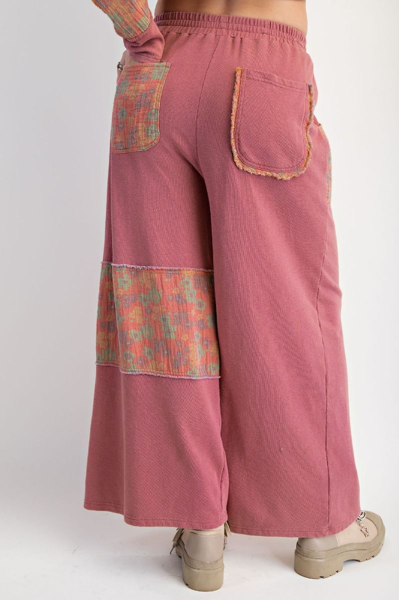 Washed Pink Floral Pants