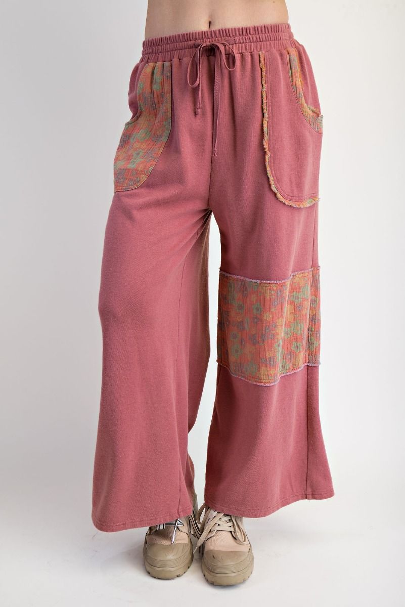 Washed Pink Floral Pants