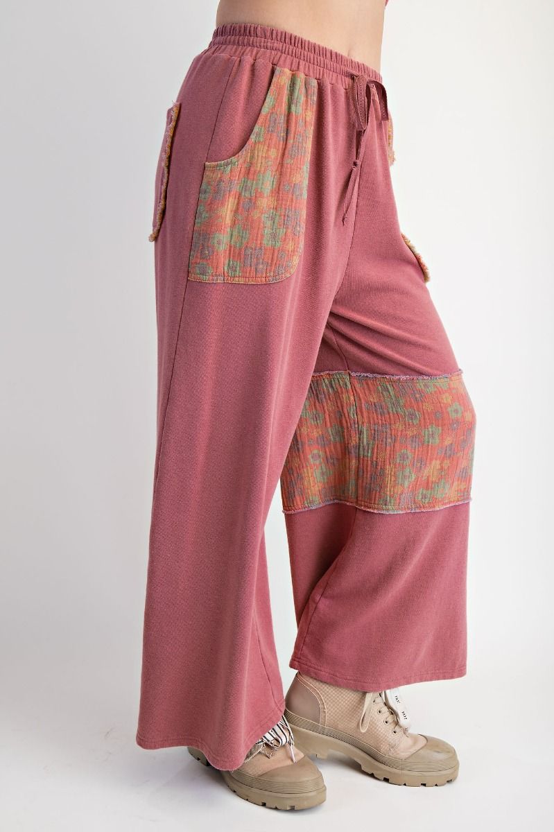 Washed Pink Floral Pants