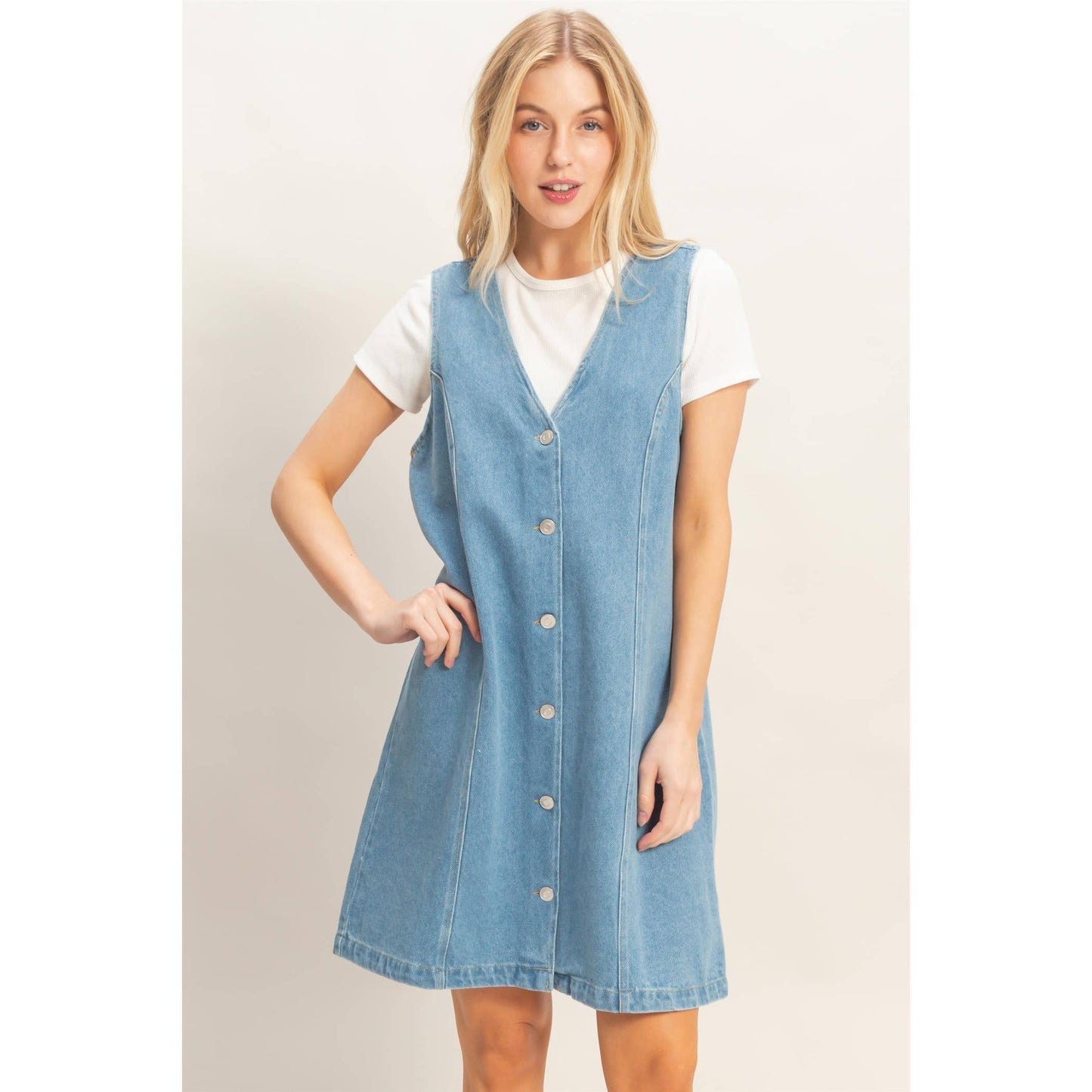 Effortless Denim Button Dress