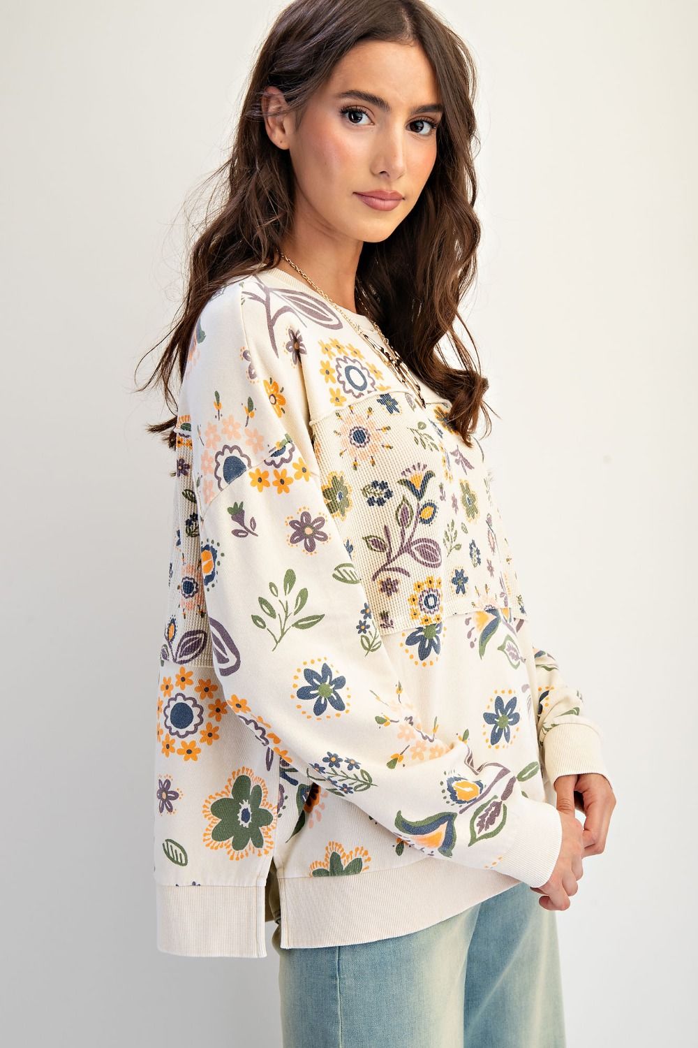 Floral Printed Terry Longsleeve