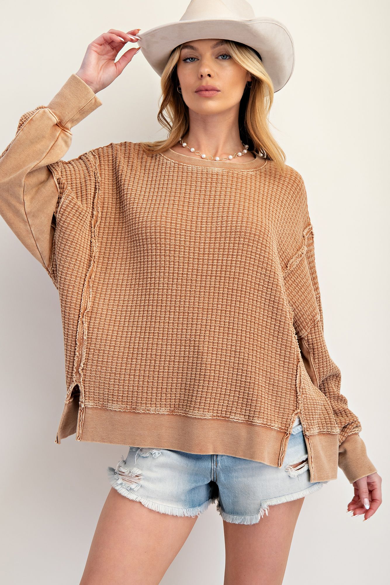 Mineral Wash Thermal Longsleeve - Camel