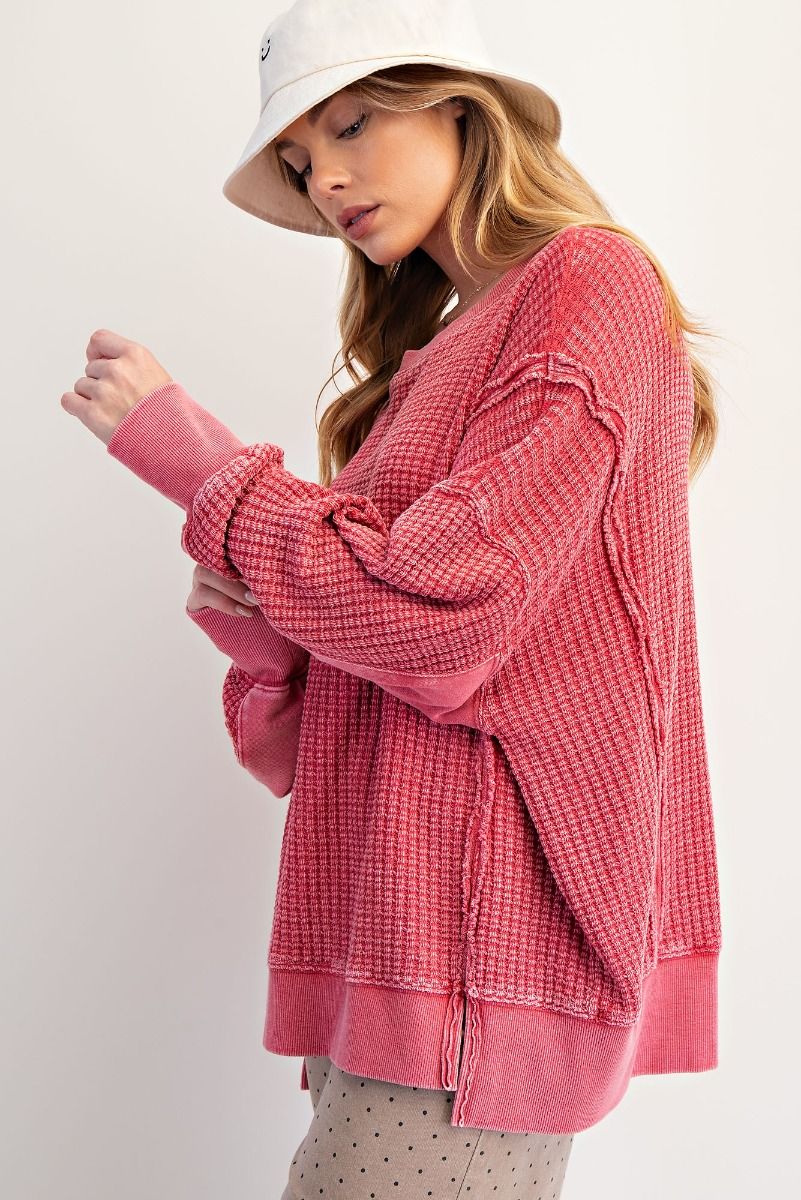 Mineral Wash Thermal Longsleeve - Red