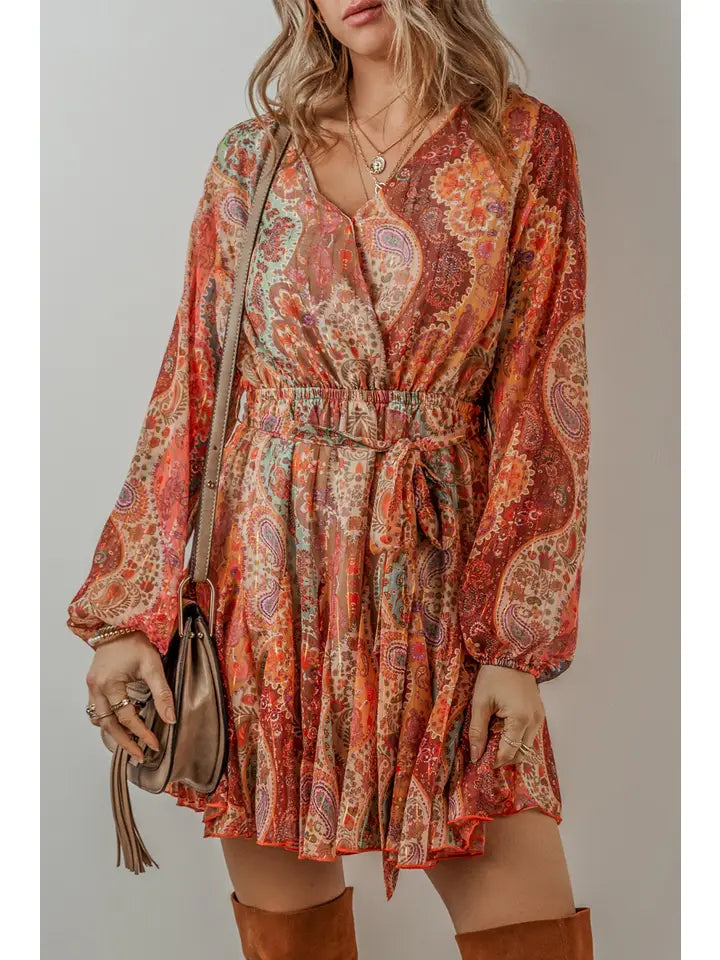 Paisley Print Mini Dress
