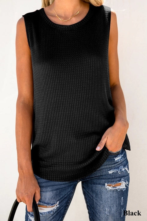 Black Waffle Knit Tank