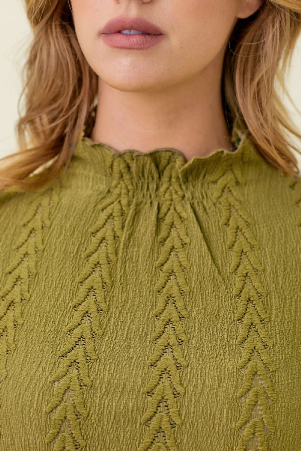 Harper's Textured Top - Avocado Green