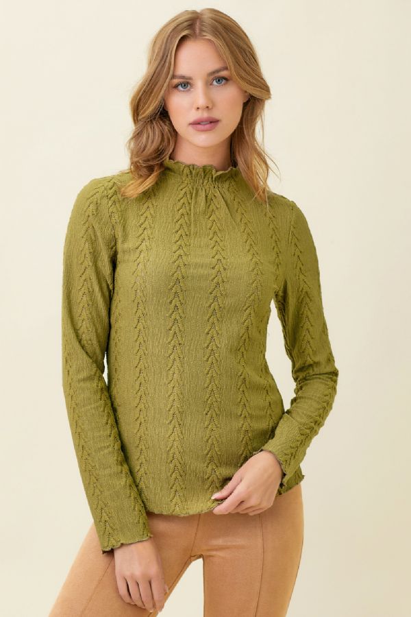 Harper's Textured Top - Avocado Green