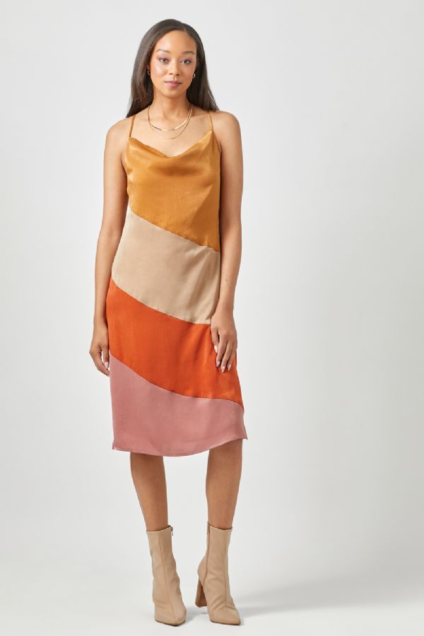 Jolie's Color Block Slip Dress Large
