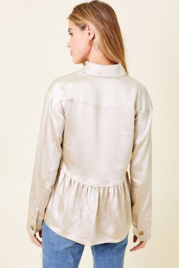 Denise's Satin Button Down - Champagne