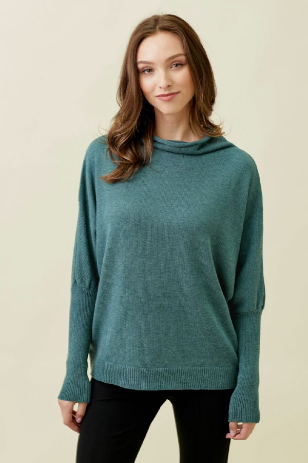 Dark Teal Cowl Neck Sweater