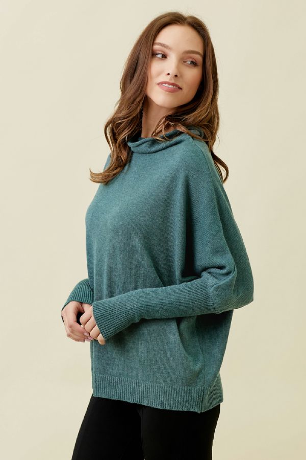 Dark Teal Cowl Neck Sweater