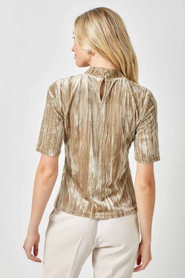 Layla's Velvet Mock Neck Top-Sand