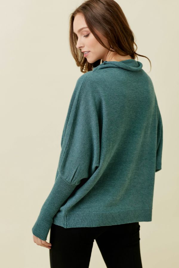 Dark Teal Cowl Neck Sweater